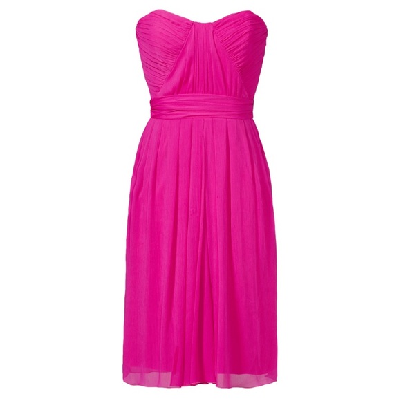 NWOT marked down!💗Bright Hot Pink Strapless Formal Cocktail Wedding Guest Dress - Picture 1 of 3